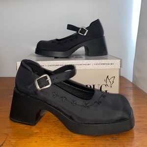 Fashion Bug “Sassie” Black Chunky Wedge